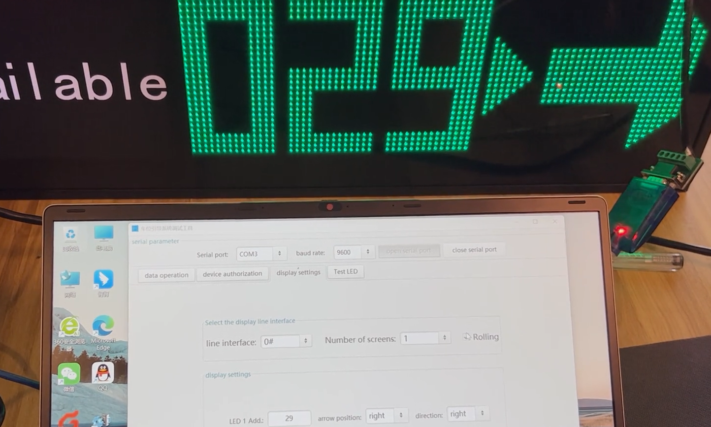 how to set the indoor led display arrow for parking guidance system